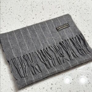 Amicale Cashmere Gray Striped Men's Scarf 11”x 60” fringe menswear unisex